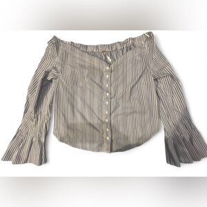 Free People Blue and White Striped Blouse